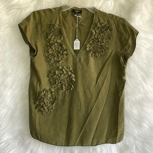 Talbots Size 6P Green Blouse